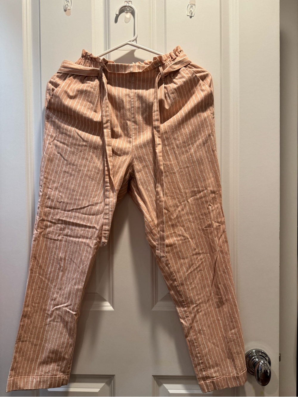 Sienna Sky Pink Striped Paperbag Waist Pants – XS
